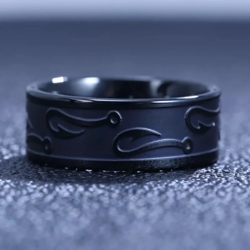 Tungsten Carbide FISHING HOOK Fisherman Angling Gold Silver Black 8mm Band Ring